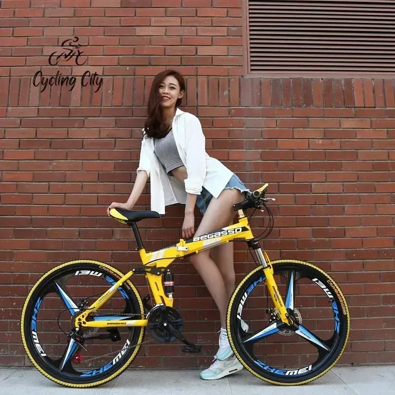 Cycling City Folding Bicycle Shock Absorbing Disc Brake Variable Speed Soft Tail Mountain Bike Gift ZXC Bicycle New DropShipping