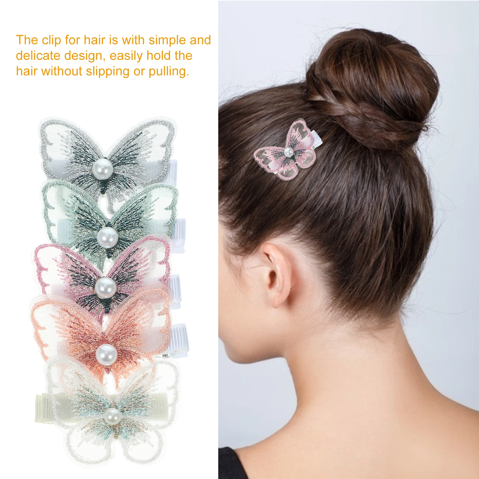 

15 pcs Fabric Hair Clip Pearl Mesh Bangs Hairpin Accessories Small Hair Clips White Green Gray Purple Women Girl