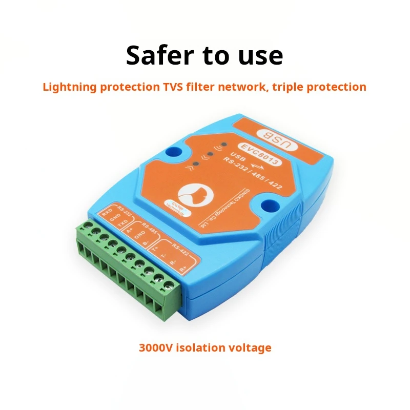 Ginkgo EVC8013 USB-Serial Converter - Isolated RS485/RS232/RS422 Port with FT230XS Chip & Magnetic Isolation