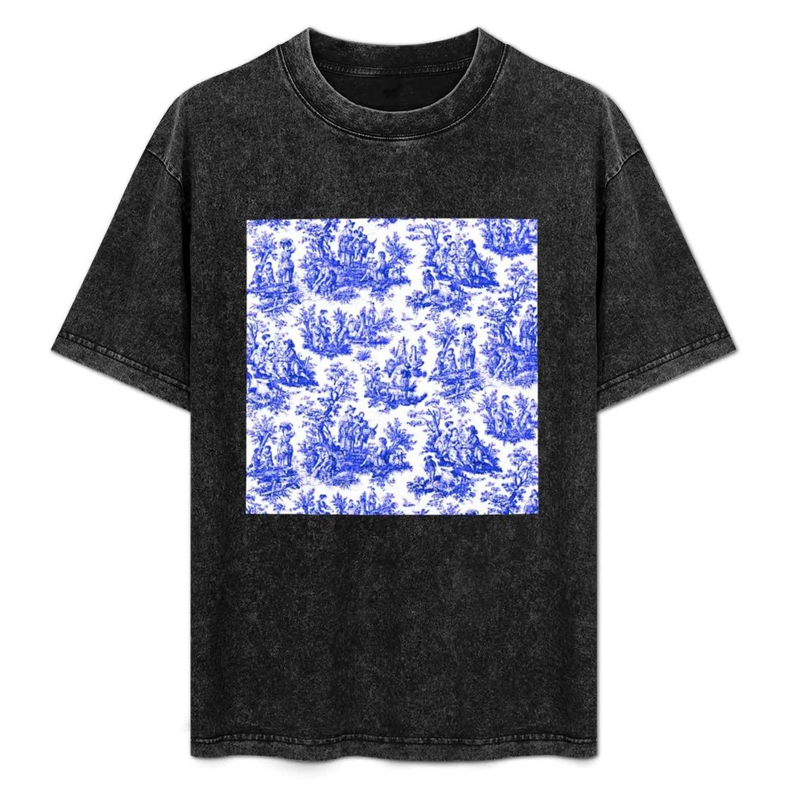 NOMADES Artsy vintage Toile de Jouy - Royal Blue T-Shirt custom t shirt anime t shirts vintage graphic tee shirts men