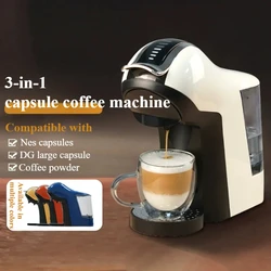 220V Home Automatic Capsule Coffee Machine Small Espresso Coffee Machine Coffee Powder, NS, DG Capsule 3 in 1 Edition Cafetera