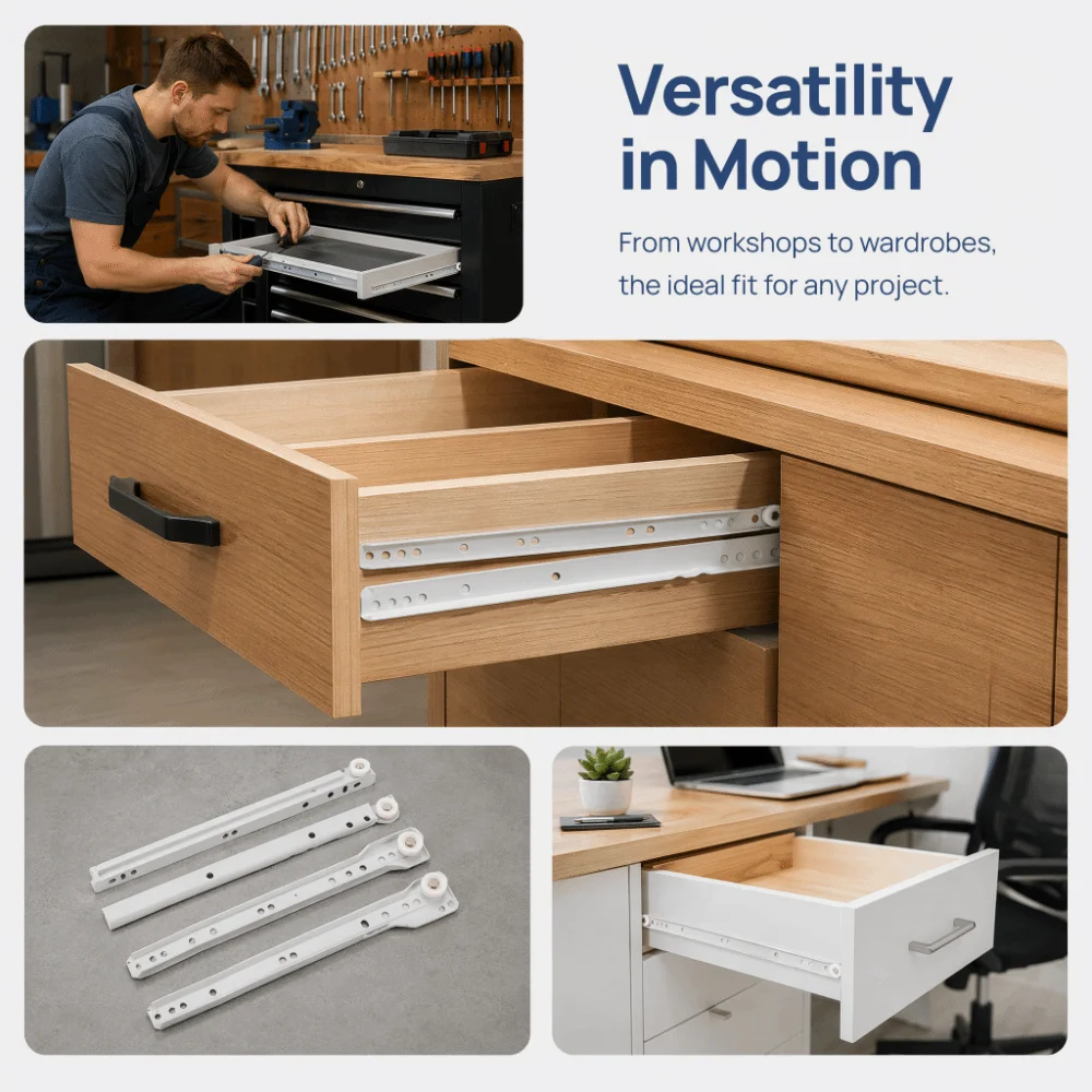 4pcs Durable Cold Rolled Steel Drawer Slide Kit Thicken 10 Inch Cabinet Track Rail Drawer Guide Rail Office Cabinet