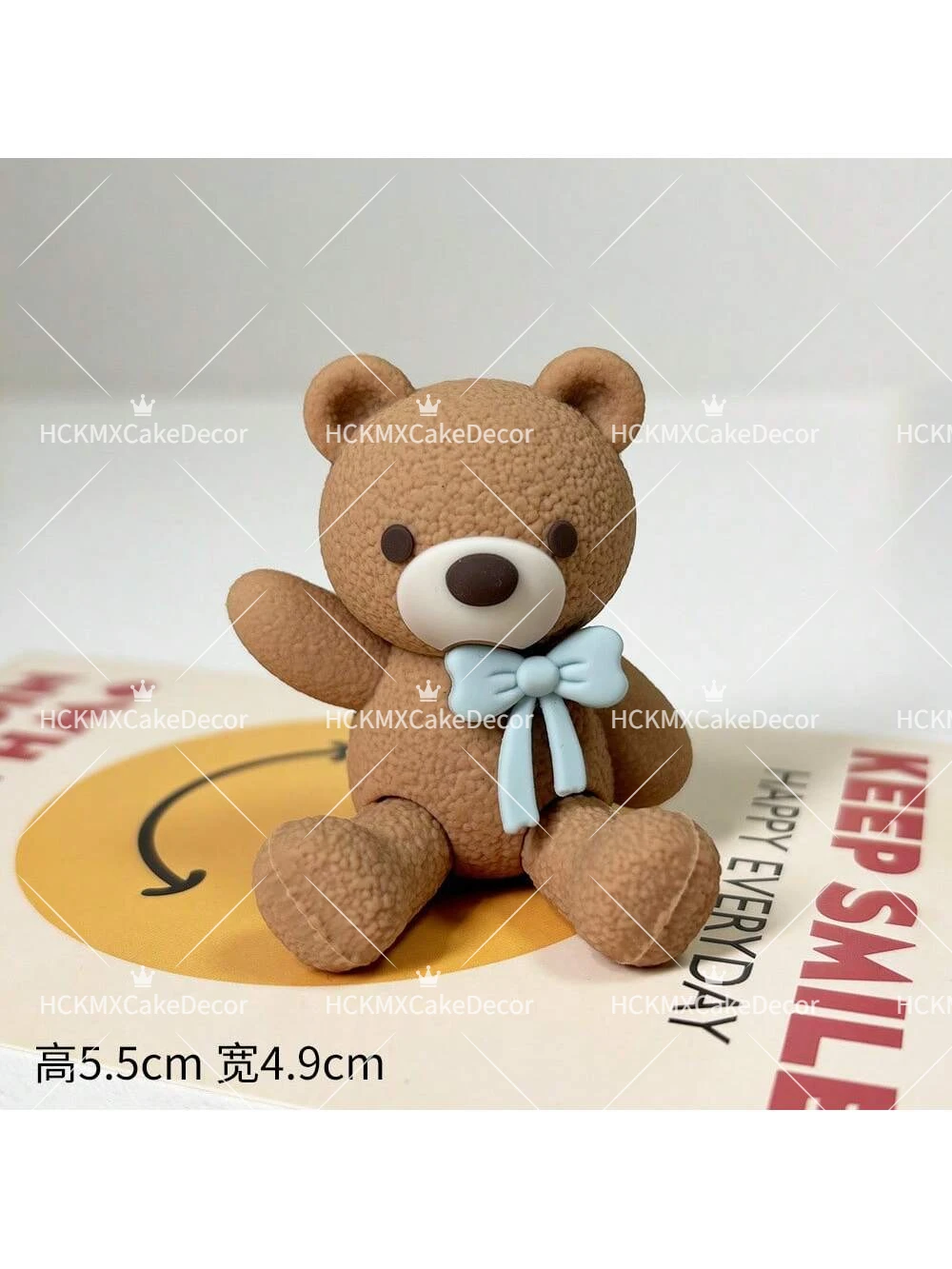 Niedlicher Teddybär-Kuchenaufsatz mit Fliege, Baby-Kuchendekoration für Kindergeburtstage und Gender-Reveal-Partys – Detail 5