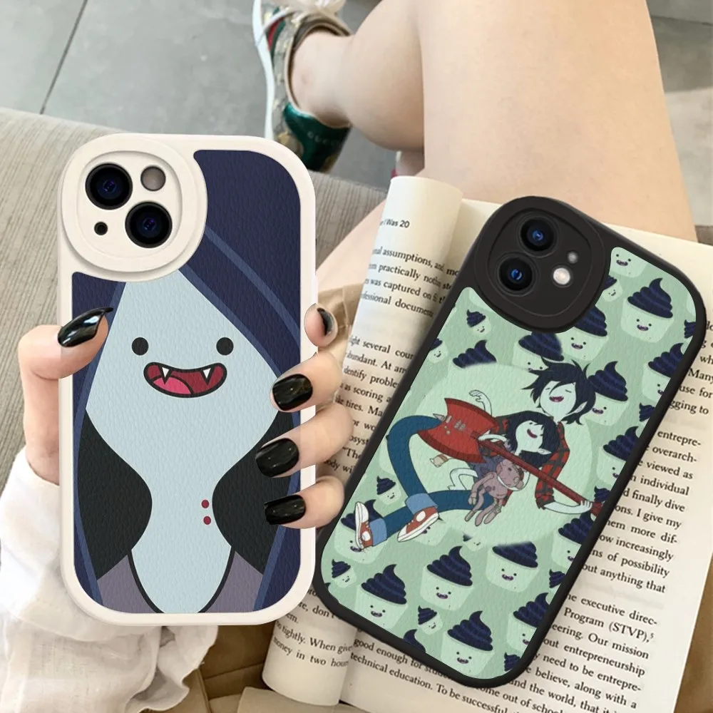 A-Adventure T-Time M-Marceline Phone Case Hard Leather For IPhone 16 15 14 13 12 Mini 11 14 Pro Max Xs X Xr 7 8 Plus Fundas