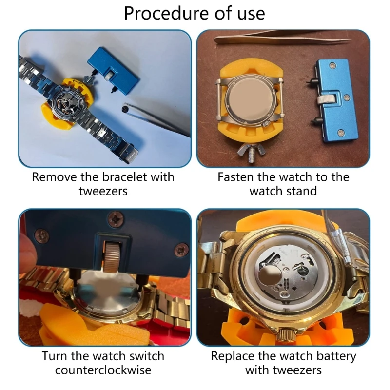 Manutenzione orologio Supporto per rimozione fondello orologio strumenti per sostituzione della batteria da