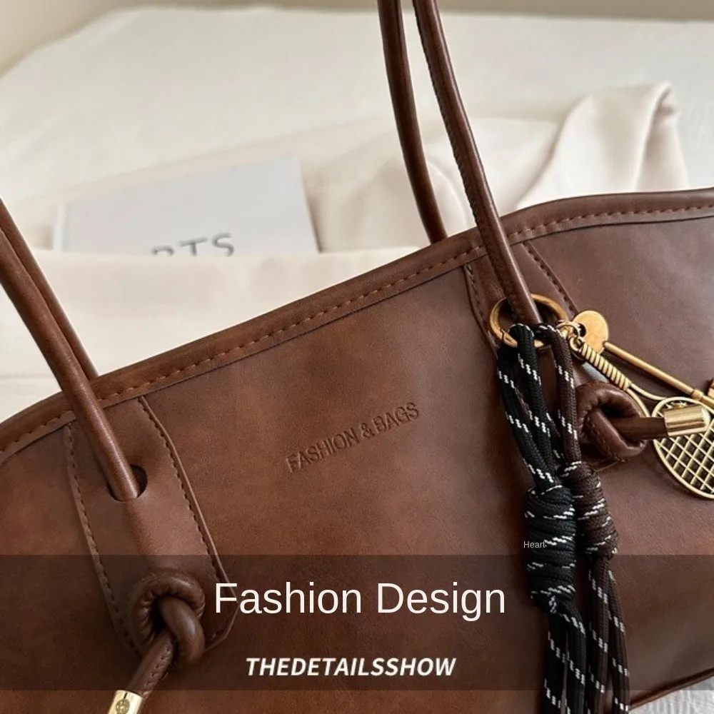 Y2K Trend Große Kapazität Arbeitstasche Einfarbige Schlichte Umhängetasche PU-Leder Shopper für Damen – Detail 10