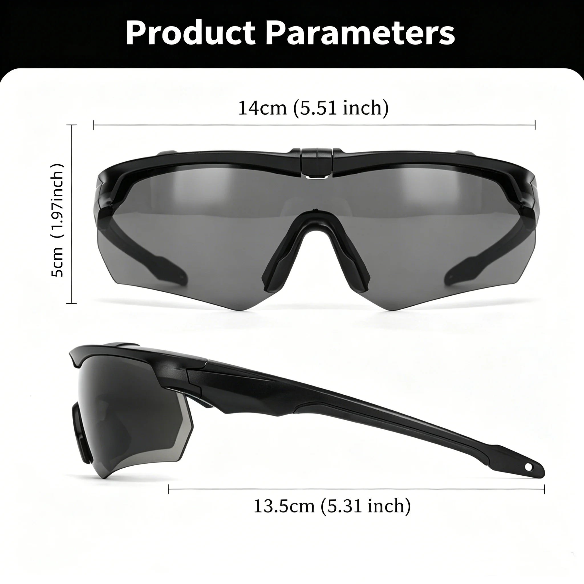 Military-Style Tactical Eyewear Set Polarized Goggles Sunglasses for Airsoft CS Shooting Cycling Sports Protective Gear - view 2