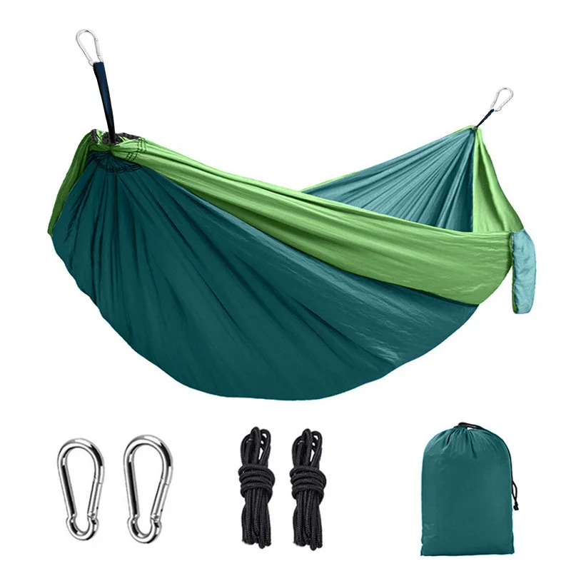New Camping Hammock Portable Outdoor With Nylon Color Matching Hammock High Strength Parachute Fabric Hanging Bed