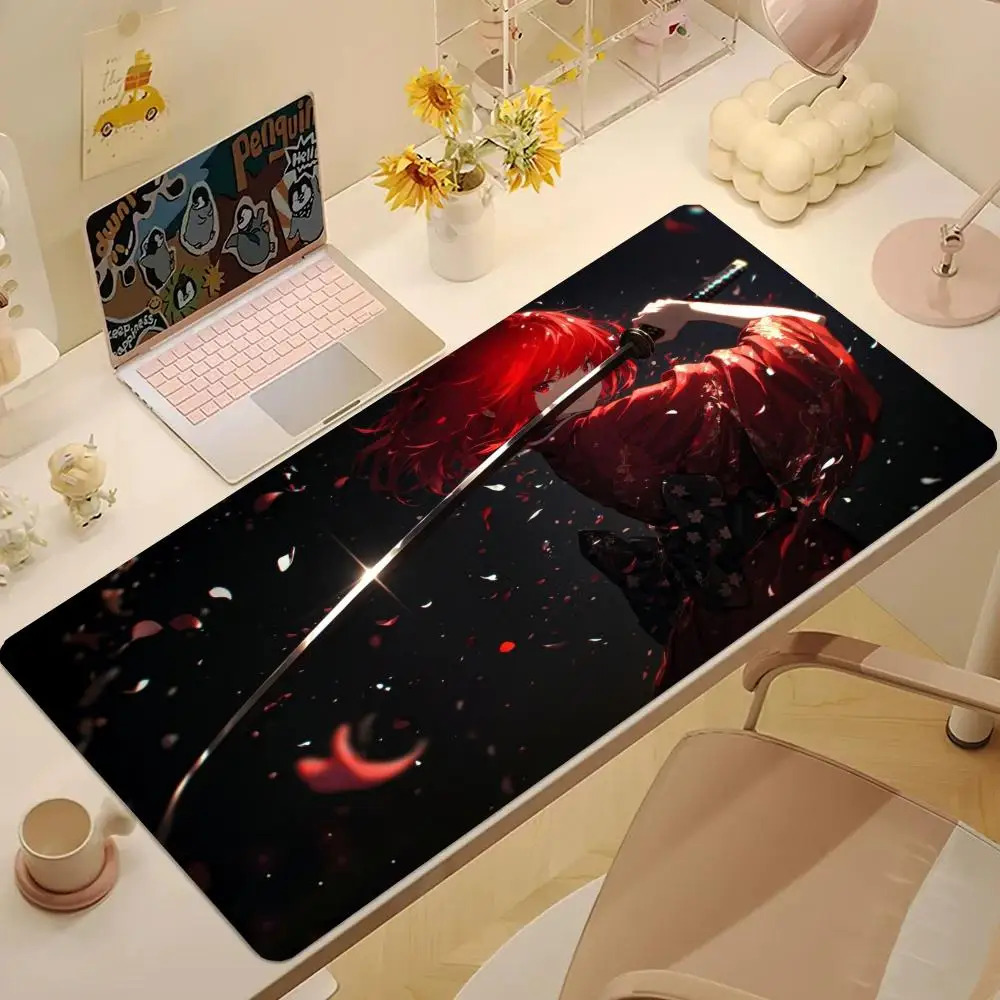 Large Size Mousepad Dark Red Robe Swordsman Silhouette Playmat For Laptop Game Table Mat