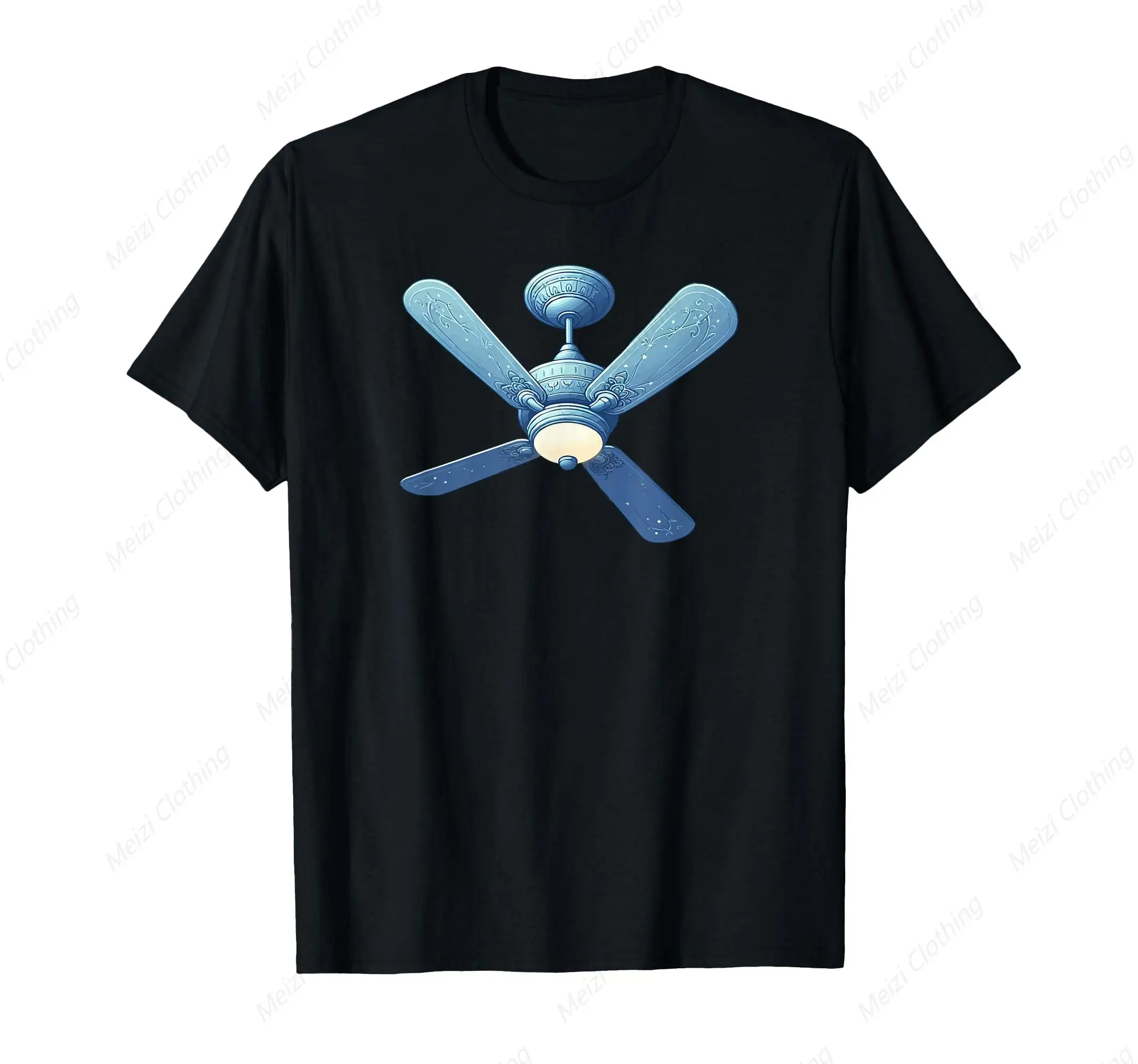 Ceiling fan fun cool pattern men's and women's T-shirts street casual men's cotton short sleeves