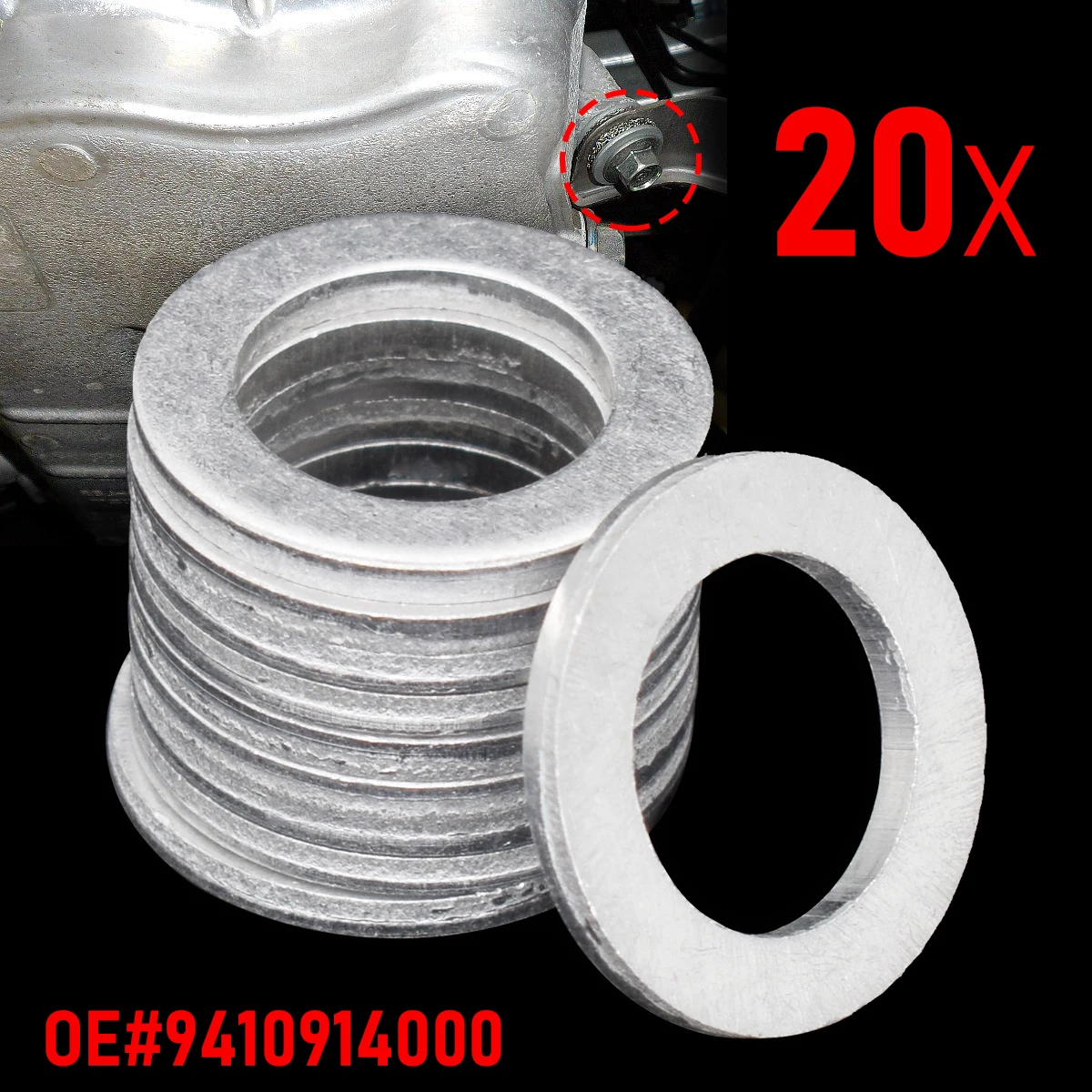 

20PCS Thread Oil Drain Sump Plug Gaskets Washer 14mm Hole Seal Ring Car Engine For Honda ACCORD CR-V CIVIC Acura OE# 9410914000