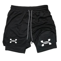 Pantalones cortos deportivos para hombre, Shorts 2 en 1 de malla de secado rápido, informales, de compresión, para correr