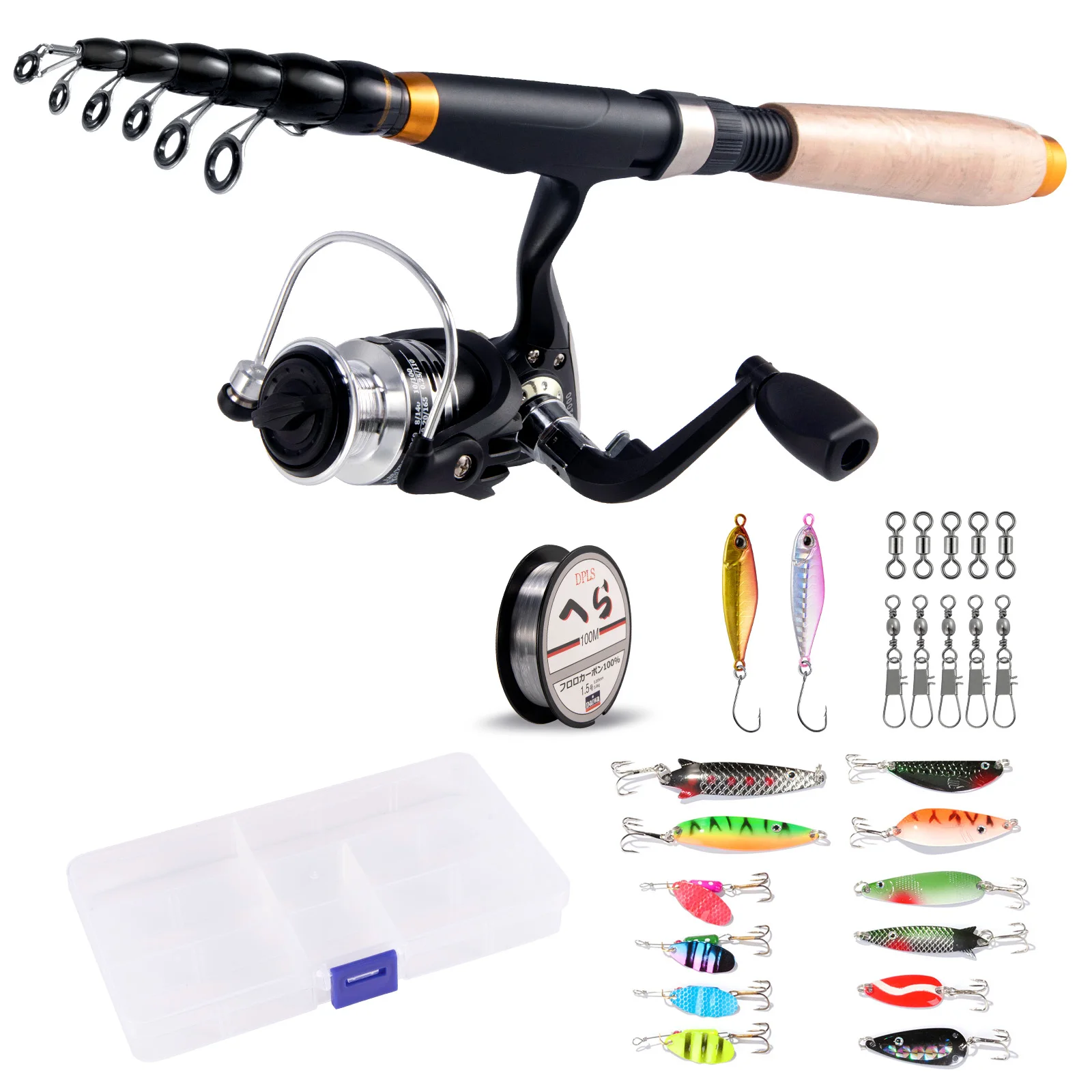 Fishing Rod and Reel Combo, Telescopic Rod with Spinning Reel Set Trout Fishing Ultra Light Travel River Stream Pond Small Fish