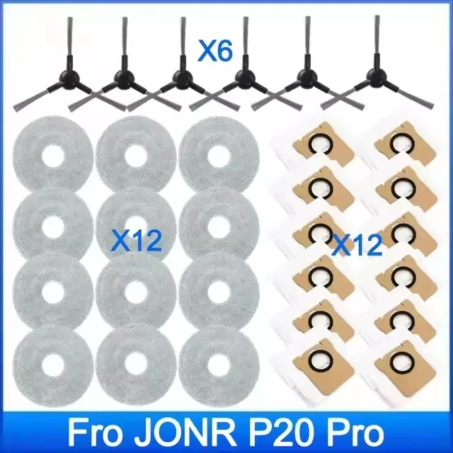 

Compatible For ( JONR P20 PRO ) Vacuum Replacement Accessories Parts：Mop Cloth Dust Bag Side Brush Accessories