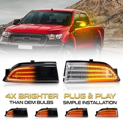 2Pcs LED Dynamic Mirror Turn Signal Light Side Rearview Indicator Blinker Accessories For Ford Ranger Wildtrak T6 Raptor Everest