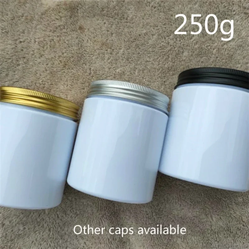 250g White Plastic Jar Empty Cosmetic Container 250ml Lotion Gel Cream Tea Coffee Beans Spice Refillable Bottle