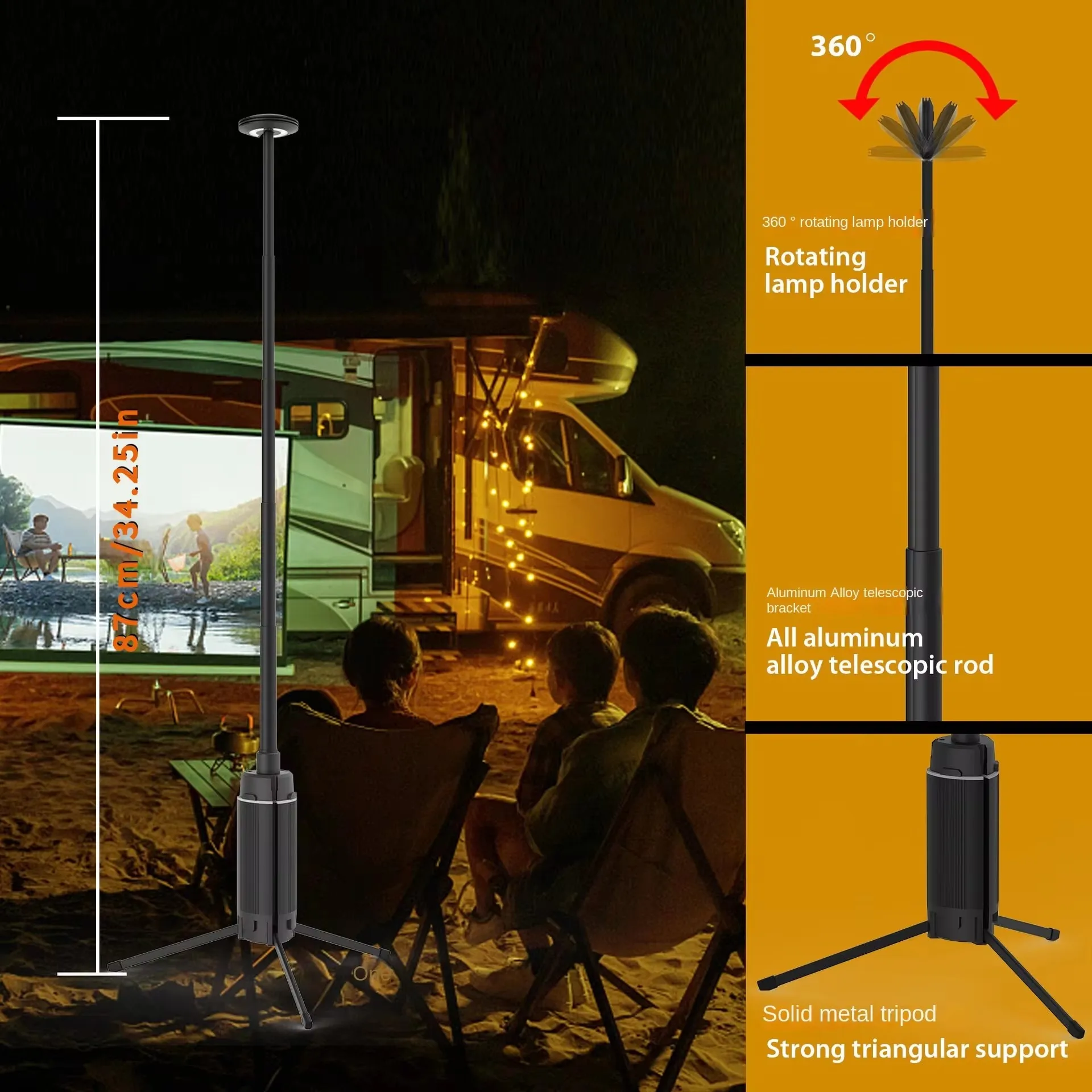 Outdoor Charging LED Camping Light for Work, Portable Telescopic Ultra High Brightness Lighting