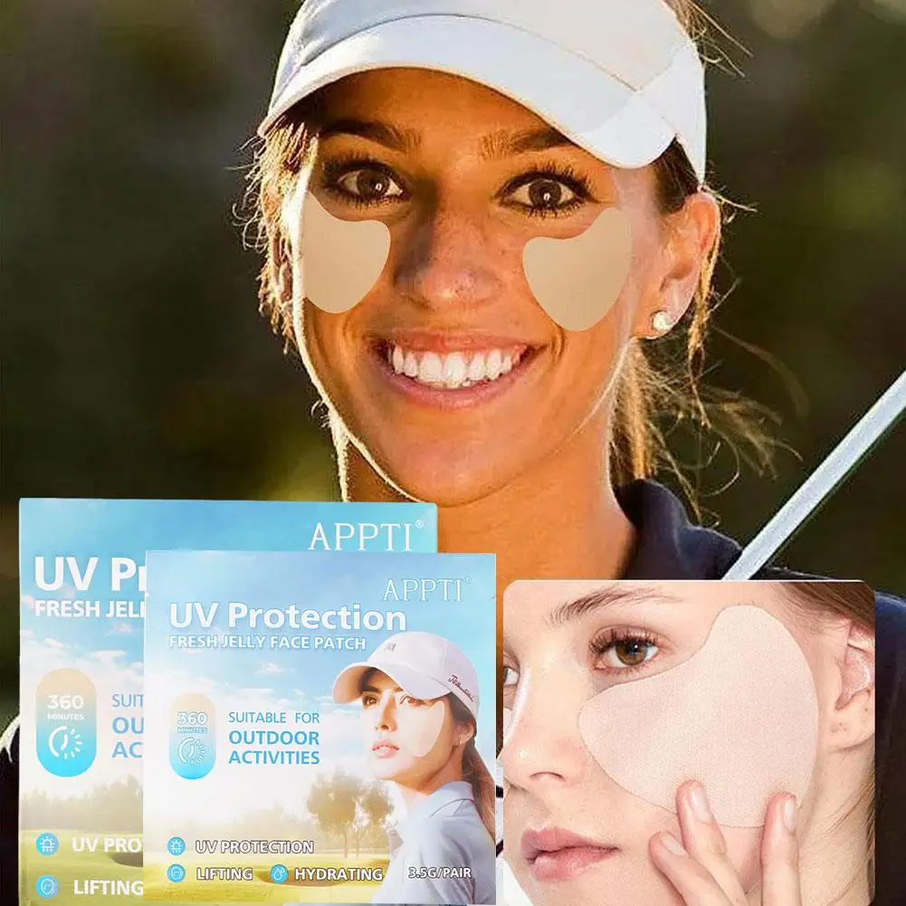 1Box UV-Gesicht Patch Golf Sonnenschutz Aufkleber für Outdoor-Aktivitäten täglich Sonnencreme Gel Perlen Patches mit Hautpflege feucht d6m9