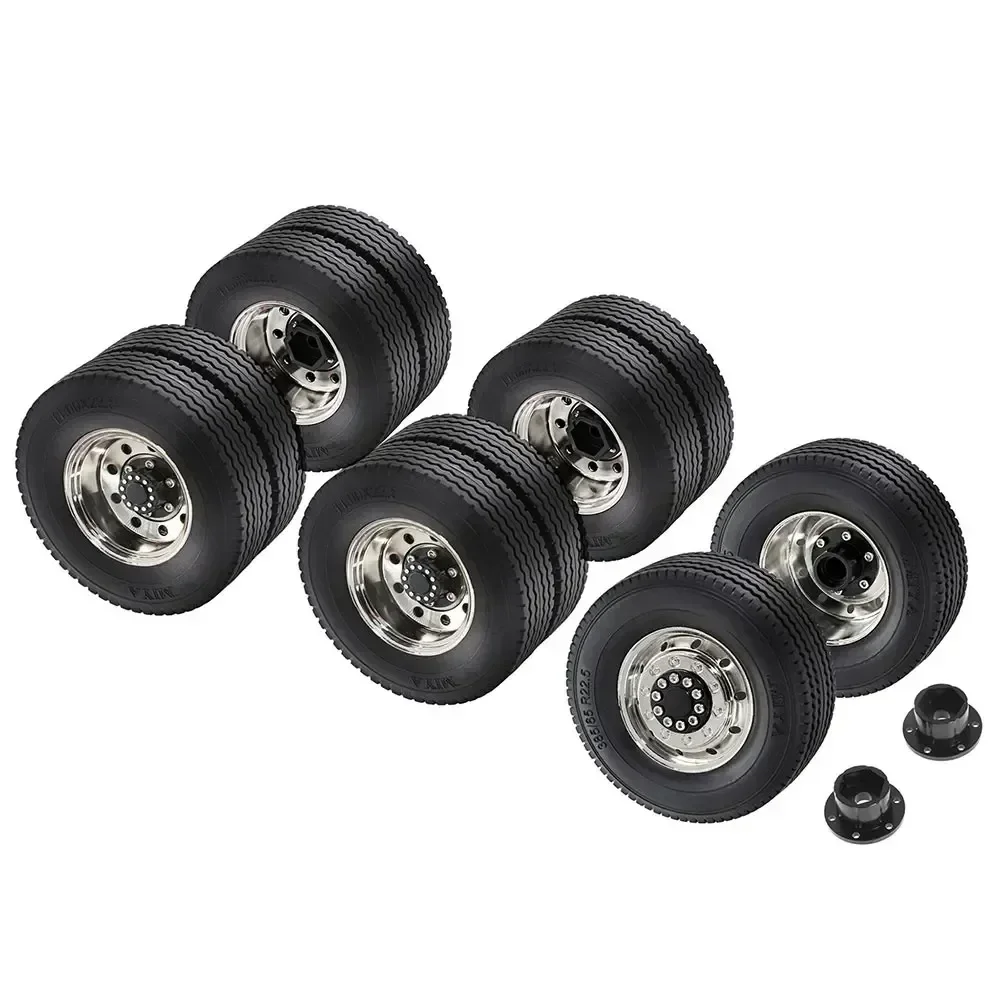 

1/14 TAMIYA RC Truck Universal Metal Wheel Rim & Tire Set, Upgrade Parts for Model Cars