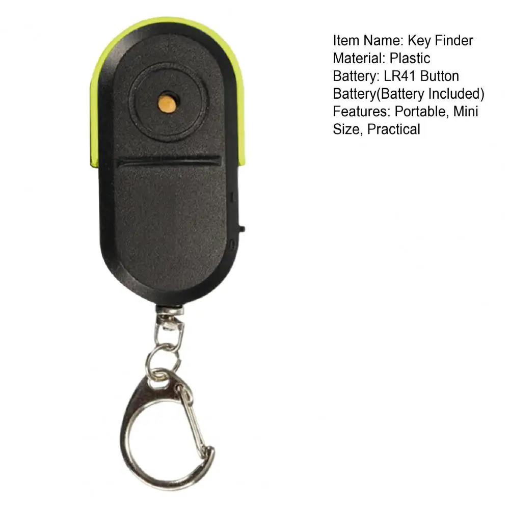 Dispositivo antipérdida de 5,3x2,9 cm, buscador de llaves con luces LED de activación de silbato, dispositivo localizador de llavero con batería fácil de usar