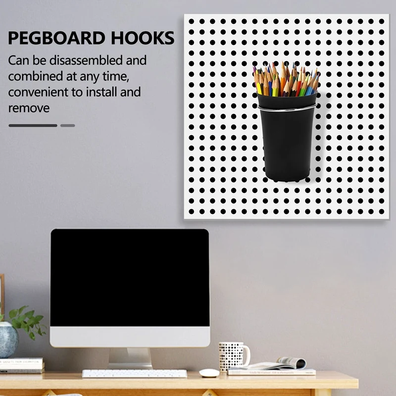 페그보드 컵이 있는 페그보드 후크, 링 스타일 페그보드 통, 페그보드 컵 거치대 액세서리, 7 세트