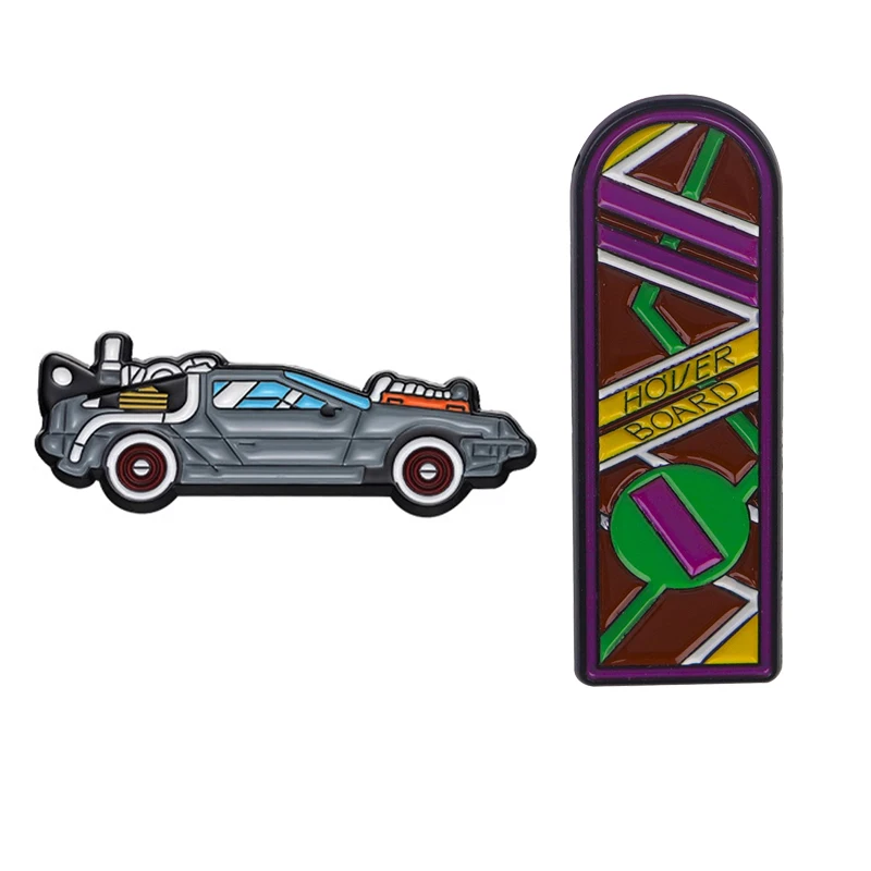 

Retro Car Enamel Pin Movie Badge On Backpack Lapel Pins Cartoon Brooches for Jackets Cosplay Accessories Fans Gift Toys