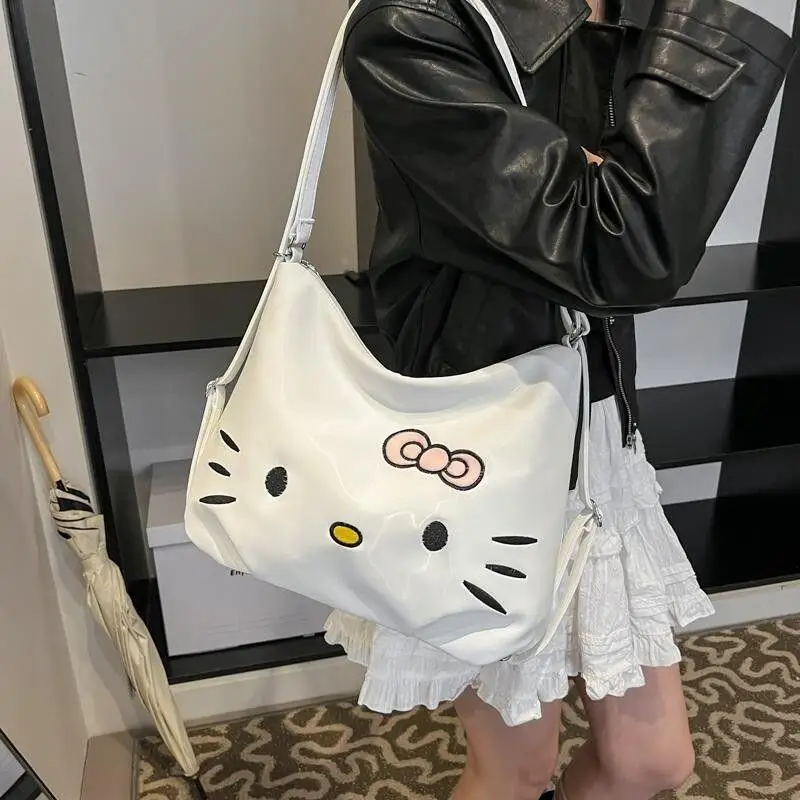 

Sanrio Hello Kitty рюкзак для девочек на молнии большая вместительная сумка на плечо Kawaii аниме мультфильм мода новый стиль повседневная сумка через плечо
