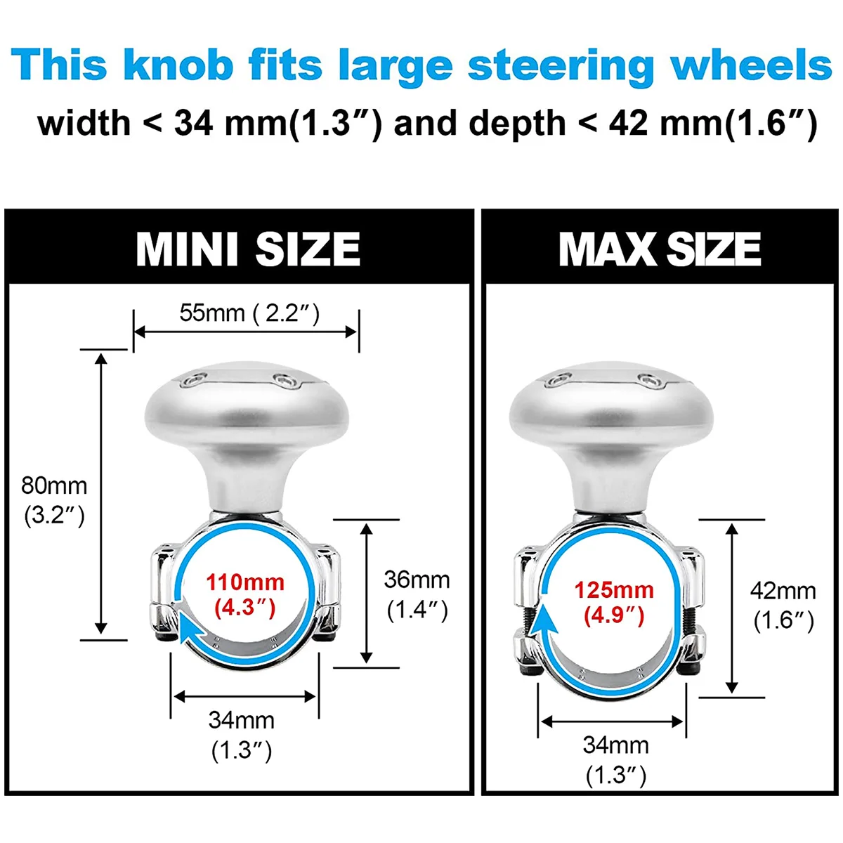 Steering Wheel Spinner Knob Universal Car 360 Degree Turning Wheel Booster Metal Bearing Helper Hand Control for Cars Trucks