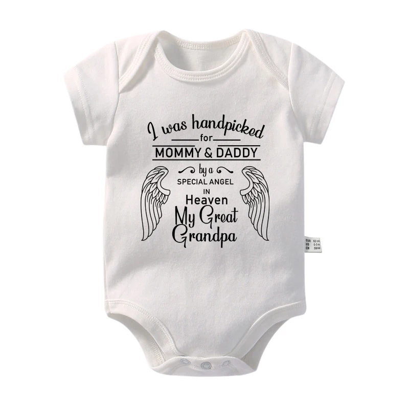 New I Was Handpicked for Mommy & Daddy By a Special Angel in Heaven My Great Grandma Baby Boys Girls Rompers Infant Bodysuits