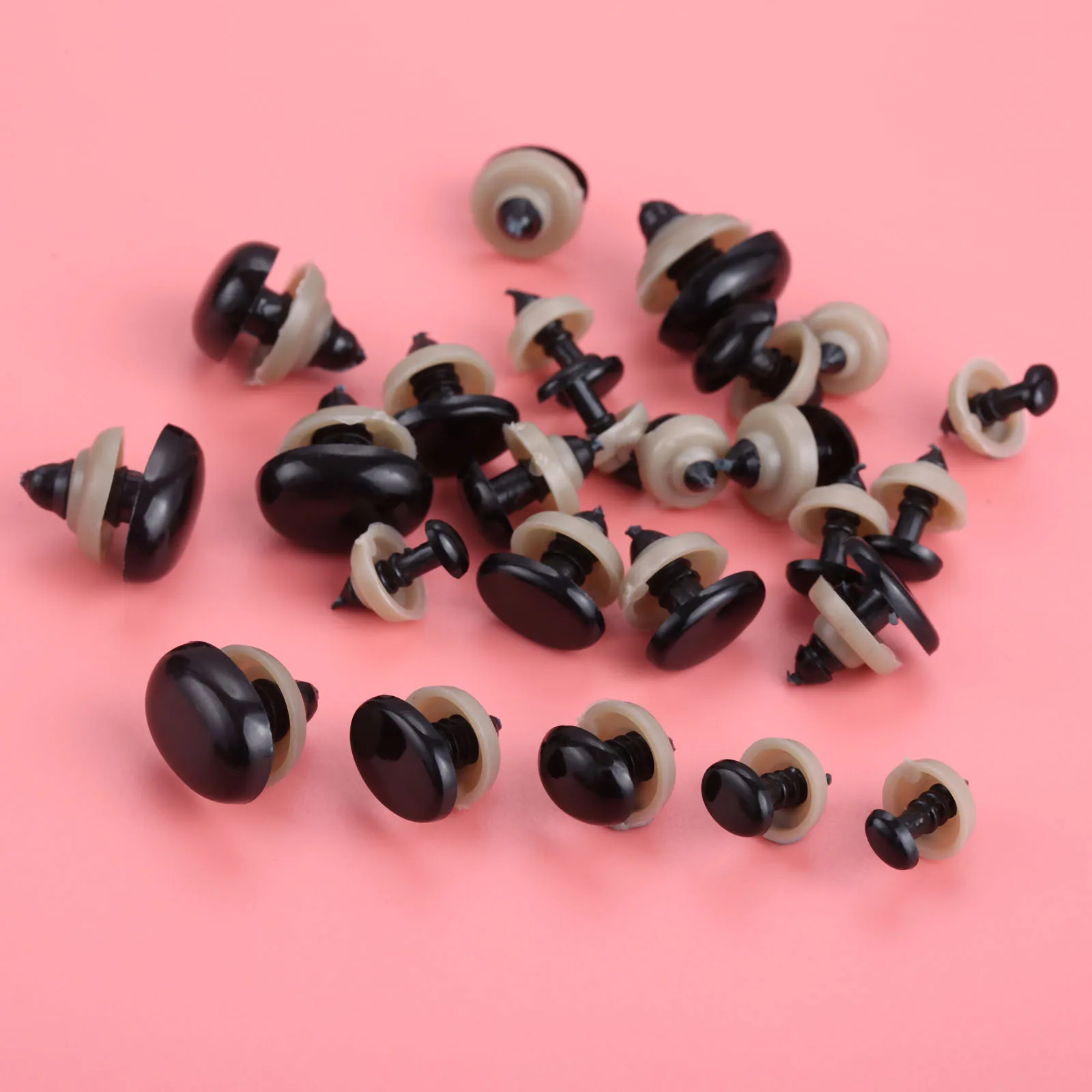 40pcs/20pc Plastic Safety Eyes Nose + Washers Oval Kid Puppet Doll Teddy Bear Plush Animal Black DIY Handmade Sewing Accessories