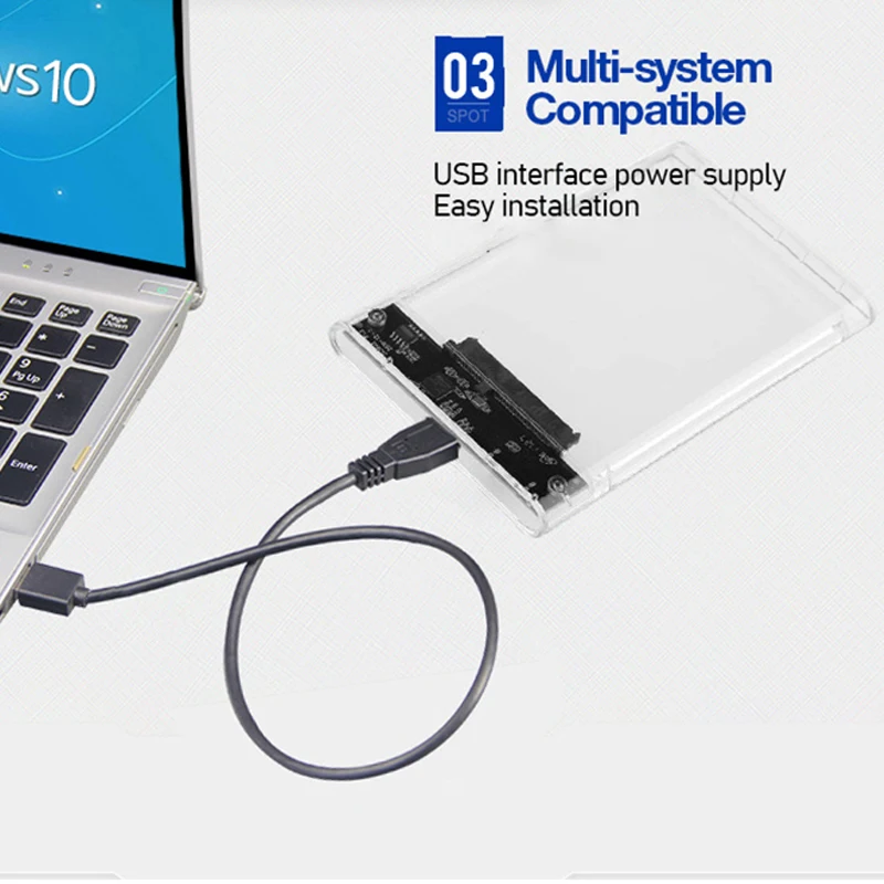 محرك الأقراص الصلبة الخارجي الشفاف 2.5 بوصة HDD SSD حافظة Micro-B إلى USB3.0 4 تيرابايت محرك الأقراص المتوافقة مع UASP SATA III الكمبيوتر المحمول