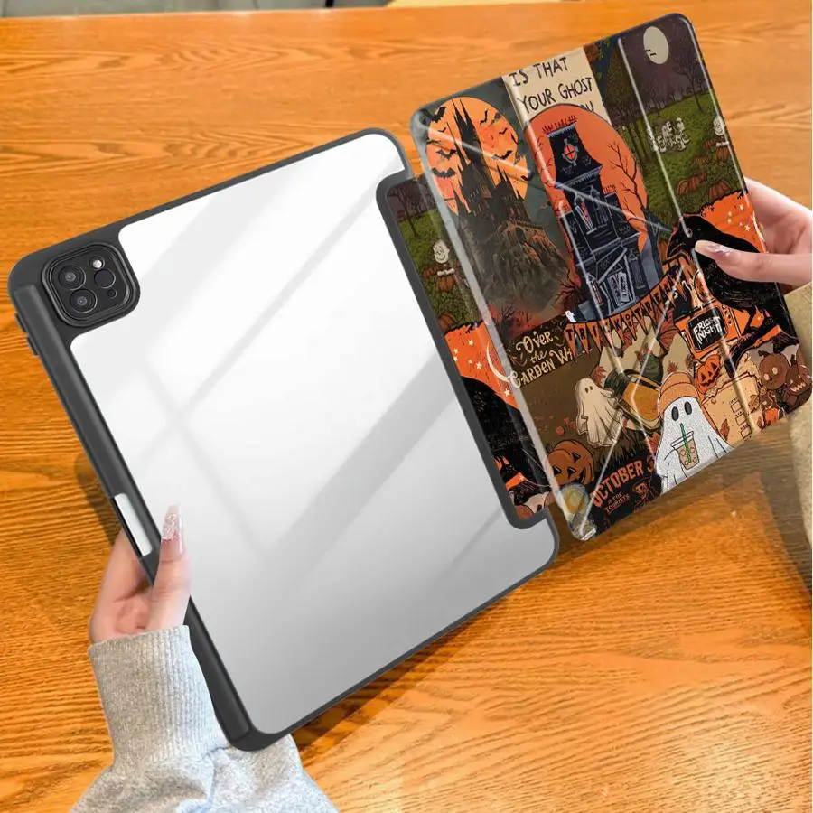 With Pencil Holder Case for Apple iPad Pro M4 13 2025 2026 Mini 7 6 5 11th 9th 12th 10th Gen Air 8 M2 M3 3 Air 4/5/6th Ghost
