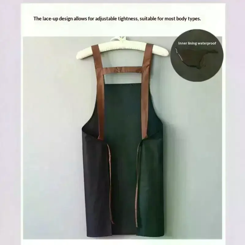 Waterproof And Oil Proof Apron For Home Kitchen Cooking Restaurant Cafe And Work Solid Color Apron