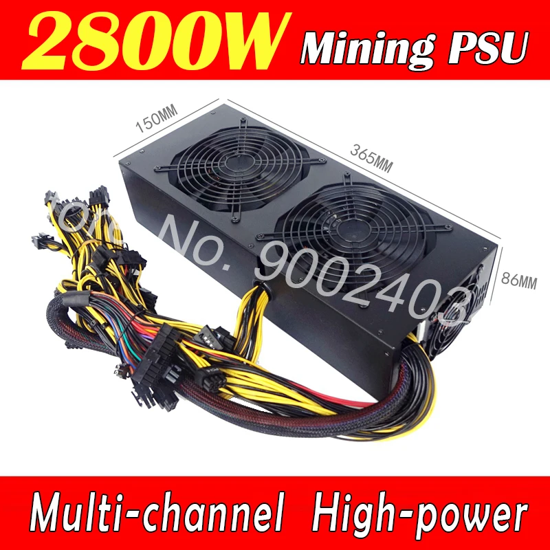 2800W For Mining Power Supply, Multi-Channel High-power Graphics Card 2800W Support 6-8 Card With 16 8P