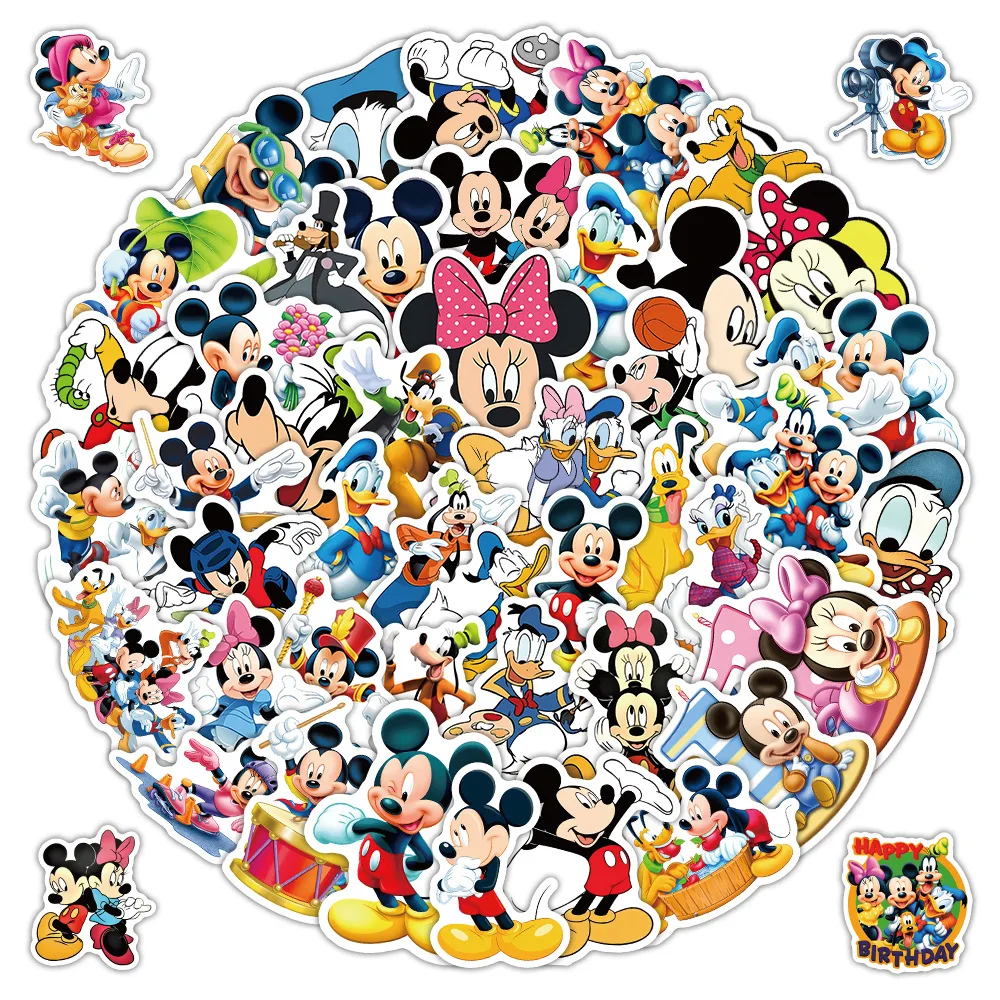 

52pcs Cartoon Cute Kawaii Mickey Mouse Graffiti Stickers Waterproof Decals Stickers For Laptop Phone Thermos Stickers Kids Gift