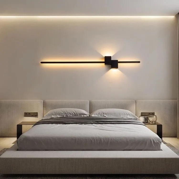 Modern Black Long Strip Wall Light for Bedroom Bedside Living Room Sofa TV Background Kitchen Stair Nordic Decor Sconces Light