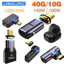 Magnetyczny adapter OTG Thunderbolt4 typu C na USB-A na HDMI DP VGA na Rj45 PD100W 140W Coverter Phone MacBook