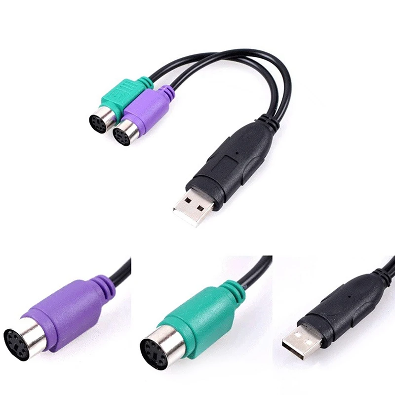 USB Male To PS/2 PS2 Female Converter Cable Cord Converter Adapter Keyboard Y Splitter Adapter Connector Extension Cable