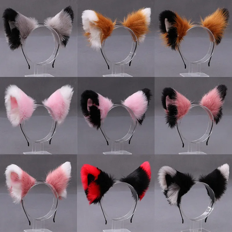 Fashion Women Cat Ears Hair Hoop Girls Hairpin Plush Ears for Head Handmade Cosplay Costume  Hair Accessories Headband