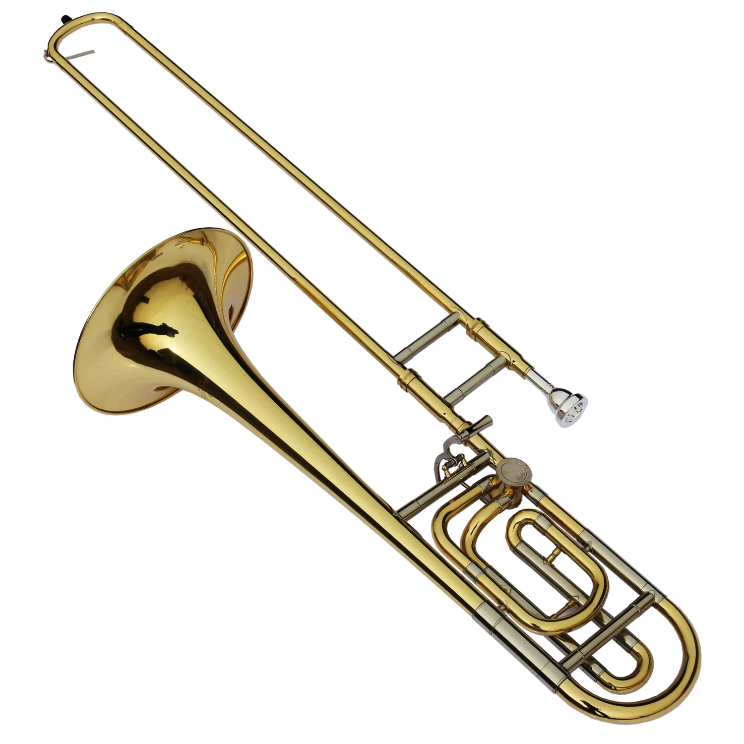 Tenor Trombone with Lacquered Gold Slide Bb to F Key Convertible Tenor Slide Trombone Brass Musical Instrument Accessory