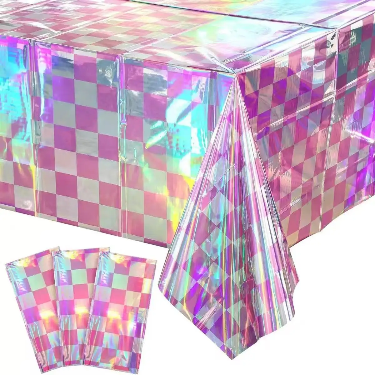 137x274cm Laser Racing Car Party Disposable Grid Tablecloth & Rectangular Mantel De Mesa Cover for Birthday Wedding Home Decor S
