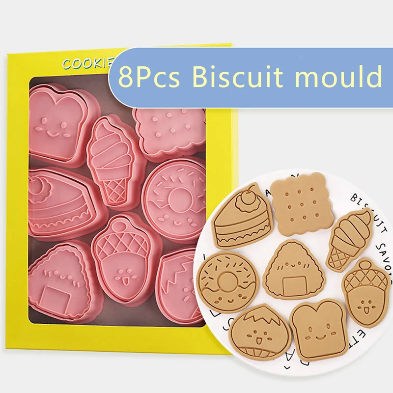 8Pcs/set Cookie Cutters Fondant Cutter Plastic Cookie Mold DIY Fondant Pastry Decorating Baking Cooking Tools