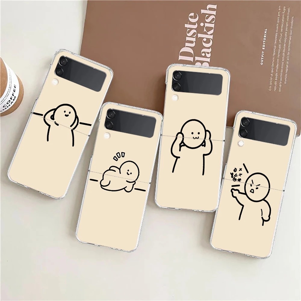 Cartoon Matchman For Samsung Galaxy Z Flip 3 4 5 Hard Folding Clear PC Phone Case For Samsung Z Flip3 Transparent Cover Bumper