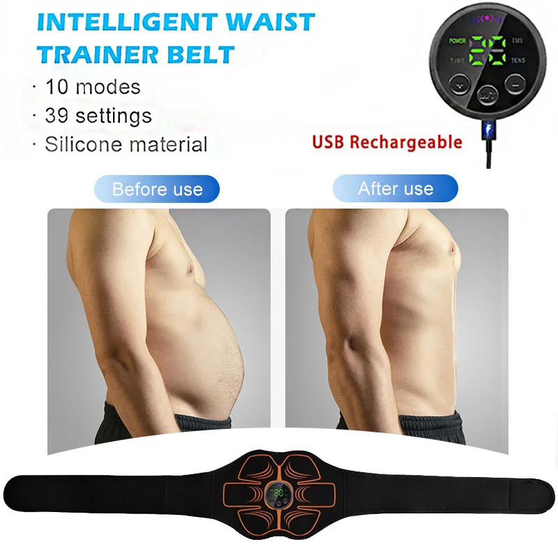 EMS Trainer Belt ABS Muscle Stimulator Electronic Abdominal Toning Massager Muscle Toner Home Gym Fitness Workout Lose Weight