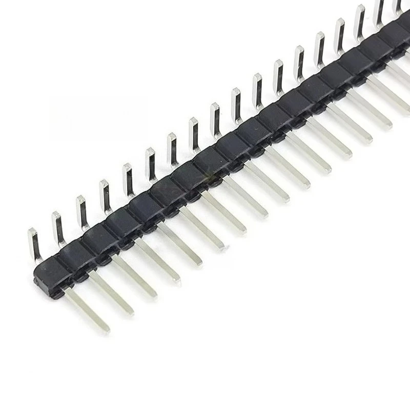 10PCS  1*40P Single-Row Needle 90° Bending Positive Angle Gold-Plated Copper 2.54MM Spacing Reverse Bending