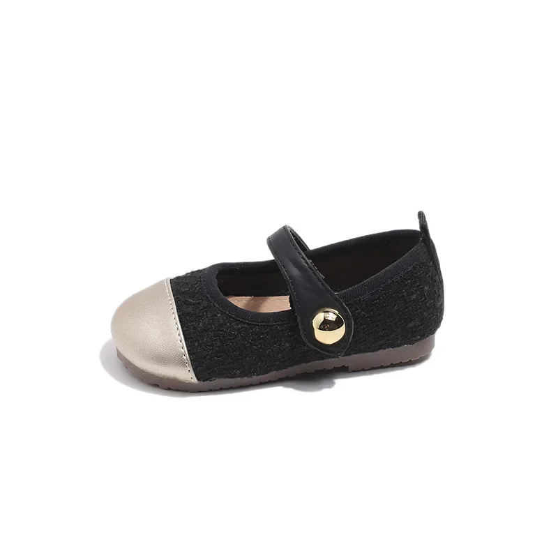 Sapatos de couro com fivela metálica simples para meninas, sapatos princesa chique para festa e casamento, casual e elegante, sapatos de dança infantis