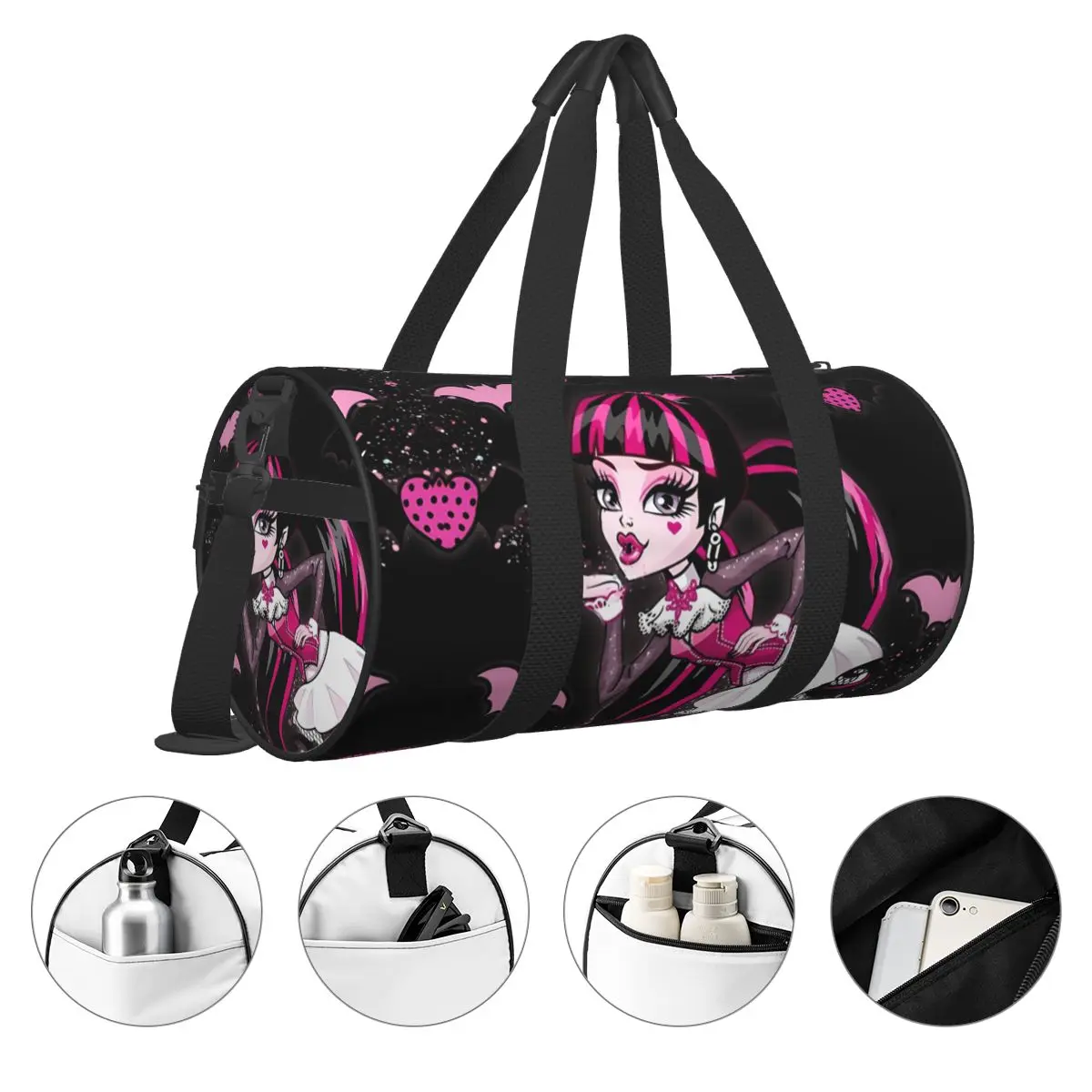 Draculaura Cartoon portátil Gym Bag para homens e mulheres, bolsa de viagem, Fitness Bag, alta, monstro, acessórios esportivos, novidade