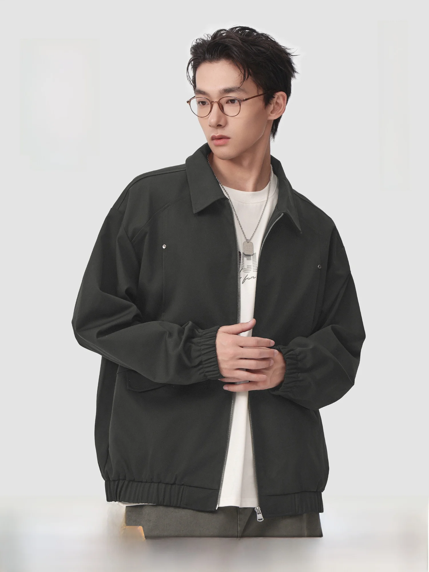 

American Sle Casual Cleanfit Spring Autumn Men's Jaet Workwear Outerwear Stand Fit Faion Urban Youth Long Sve Zipper