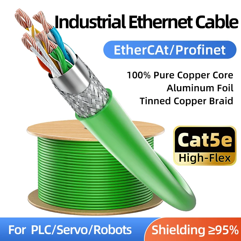 Промышленный Ethernet-кабель BYXGD High Flex CAT5e, 0.15-100м, 26AWG, из чистой меди, для Profinet, EtherCAT, Modbus TCP, 10M/100M/1000M, SFTP