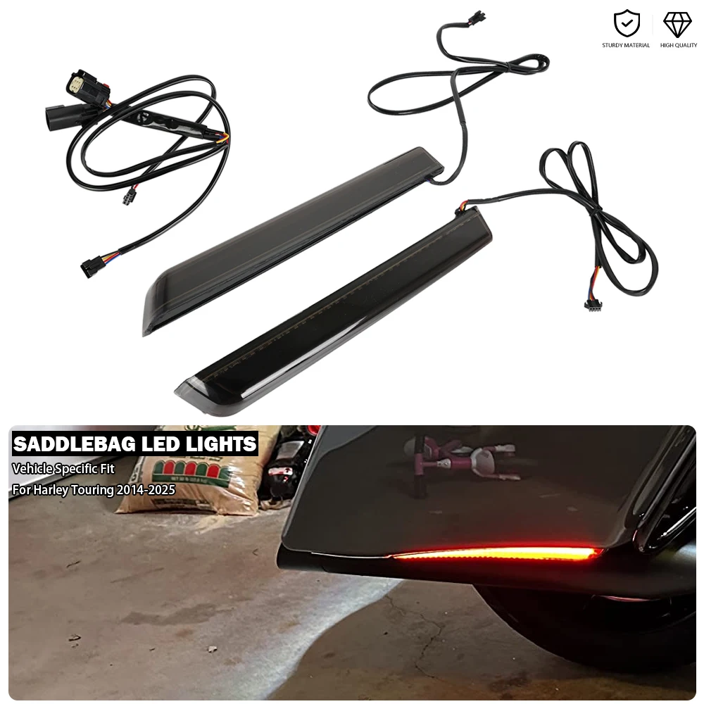 

Седельная сумка, светодиодные фонари, боковая накладка указателя поворота, подходит для Harley Electra Glide Road Glide CVO/SE Road King Touring 2014-2026